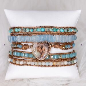 Boho Vegan Leather Heart Wrap Bracelet